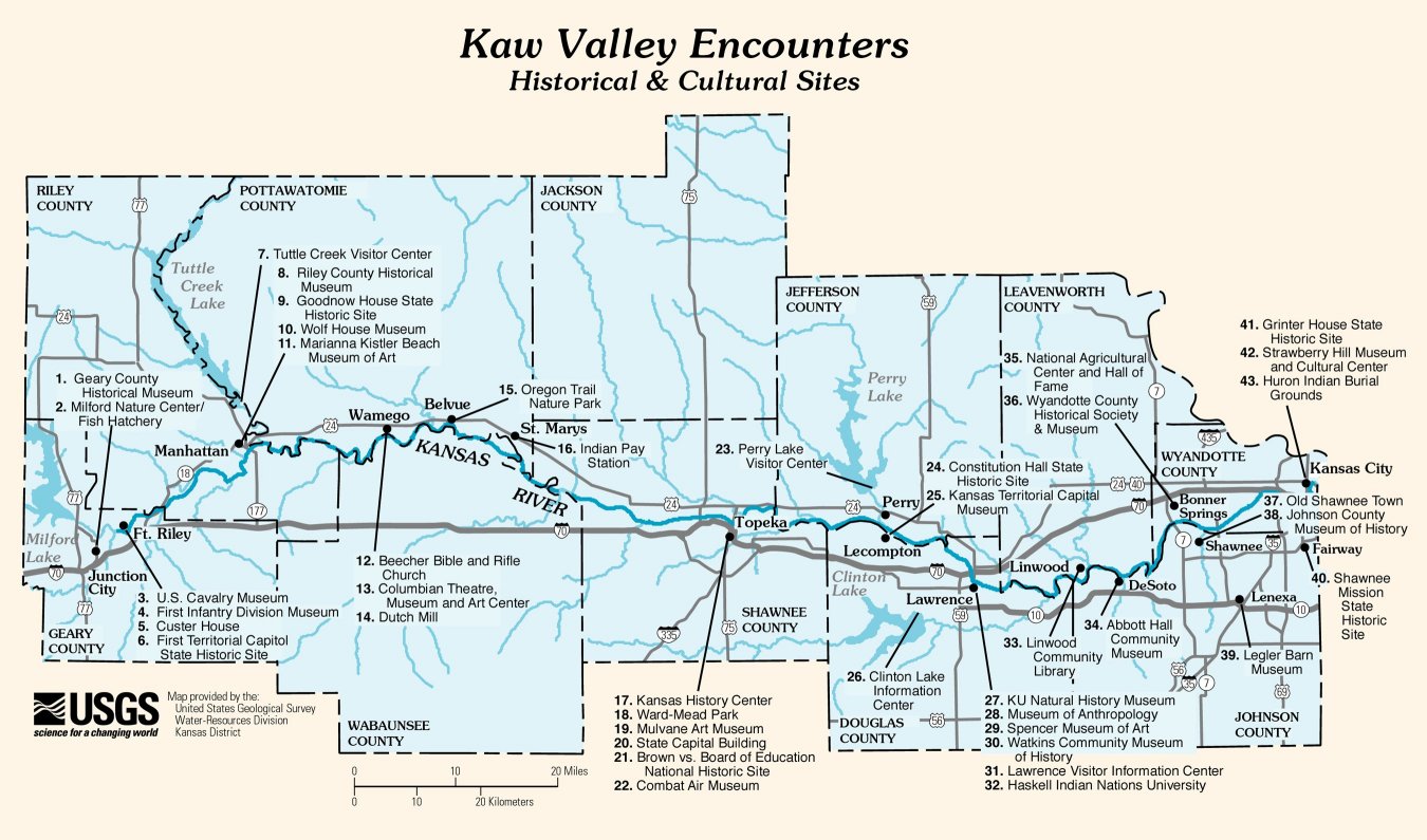 Map(221KB) of the Historical and Cultural Sitesalong the Kaw 